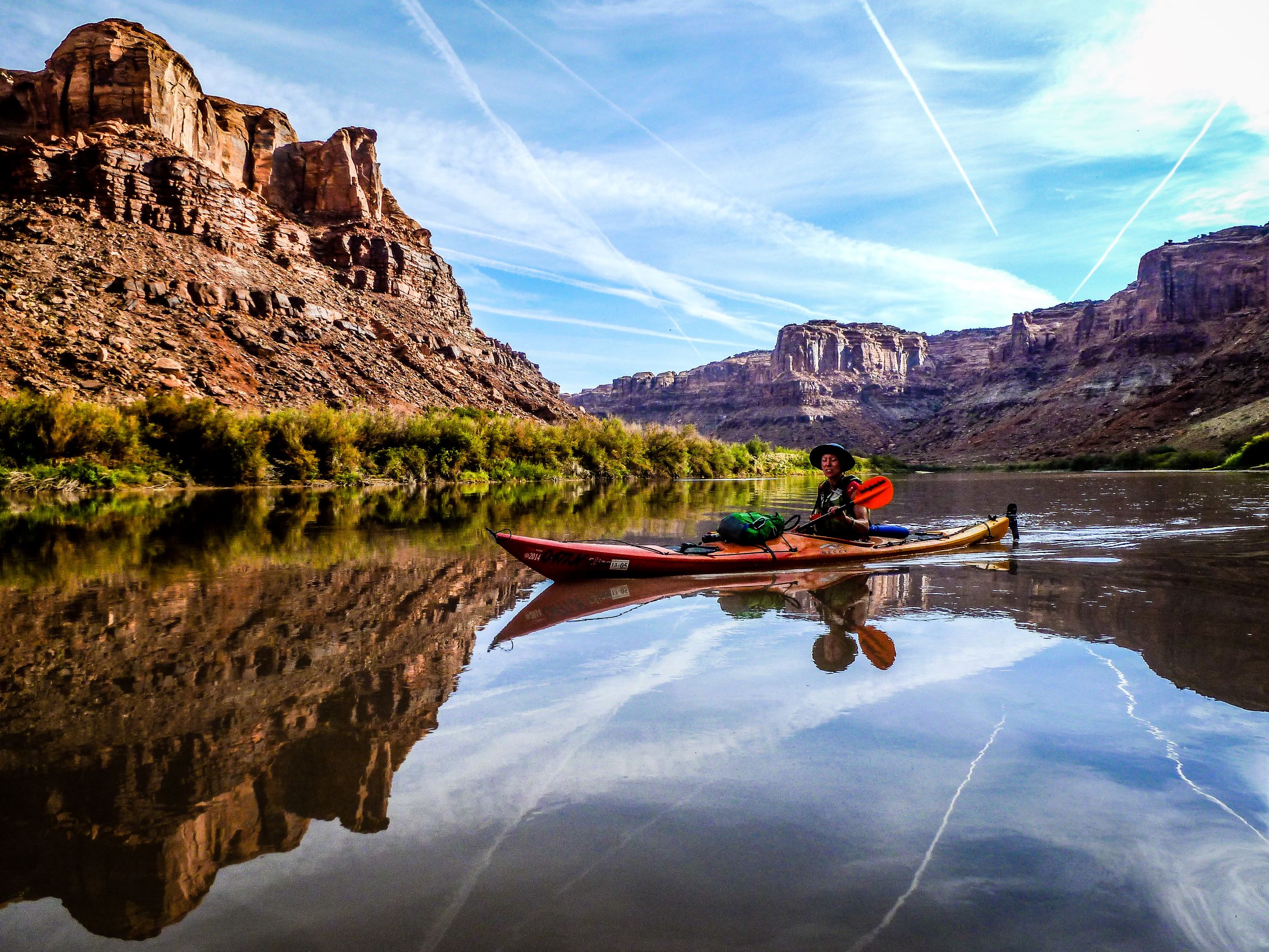 A woman kayaking on the Green River.