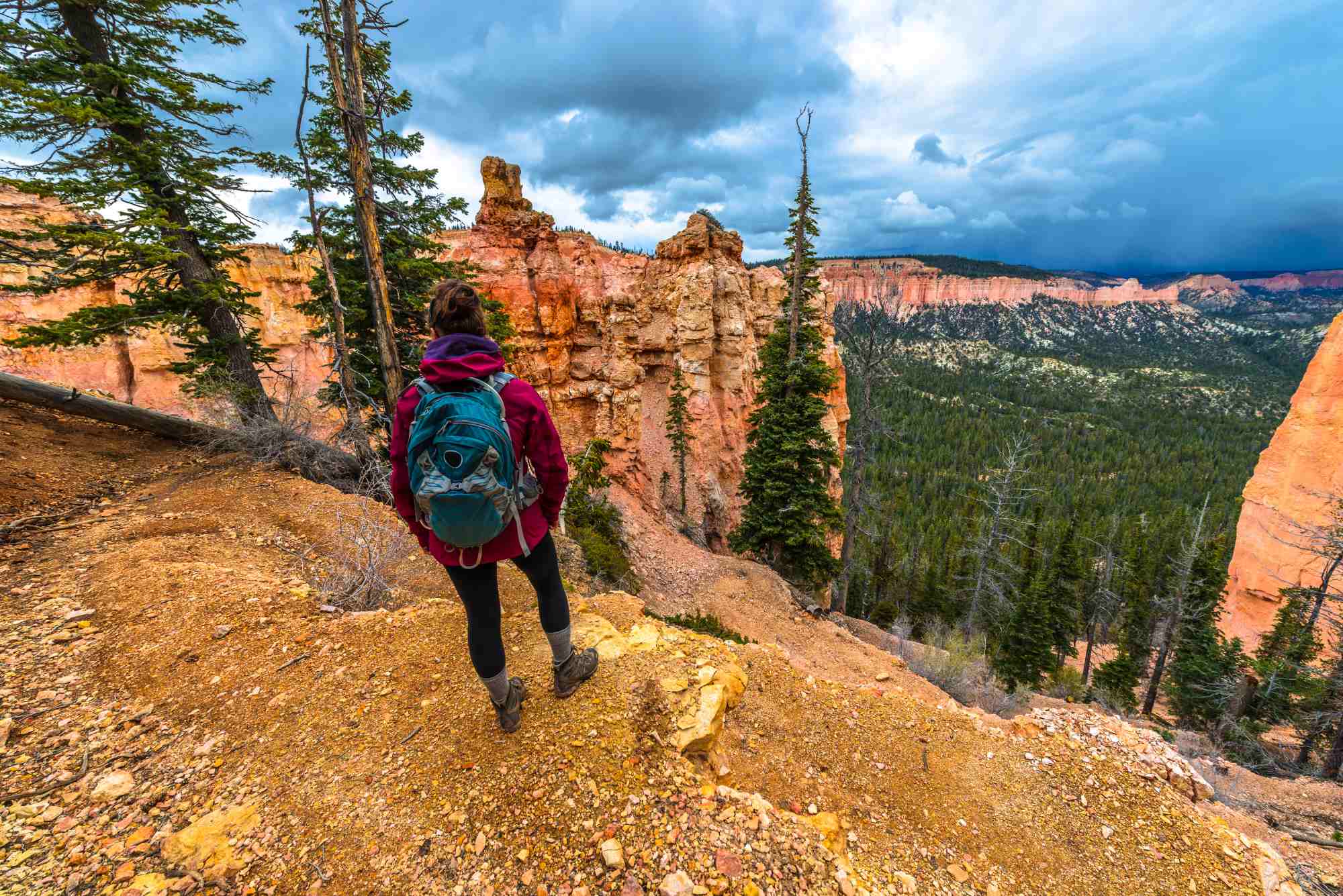 A woman hiking in Bryce Canyon National Park.