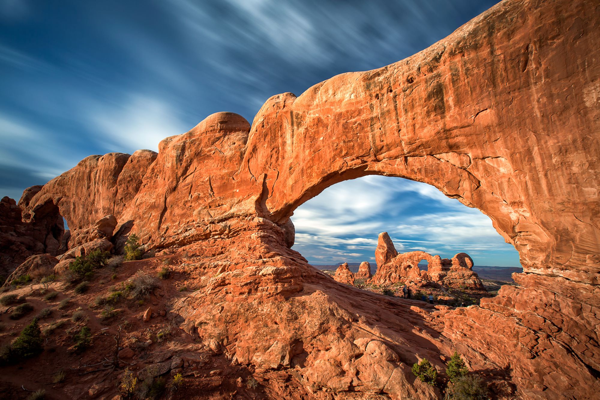 View of Turret Arch from the North Window in Arches National Park.